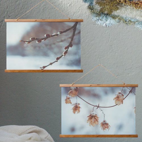 Dried Hops Garland in the Snowy Background Hanging Tapestry