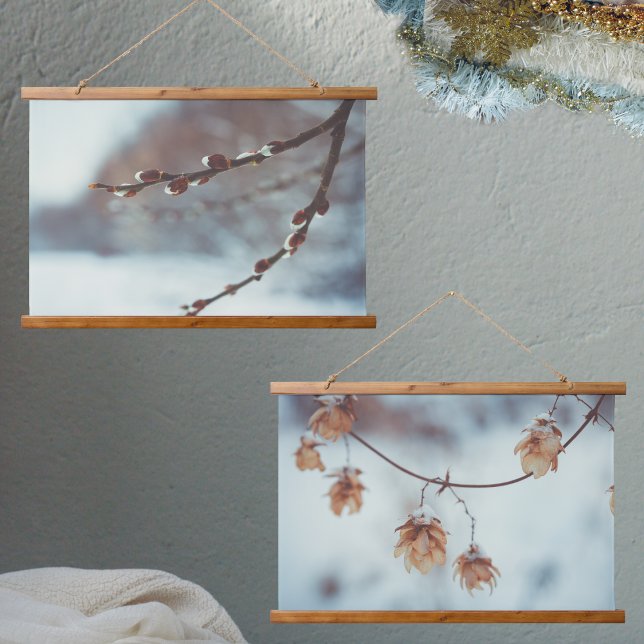 Dried Hops Garland in the Snowy Background Hanging Tapestry (Creator Uploaded)