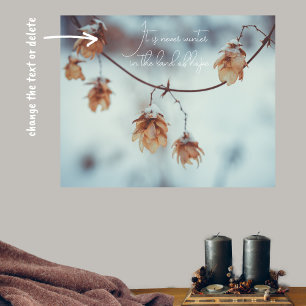 Dried Hops Garland in the Snowy Background Poster