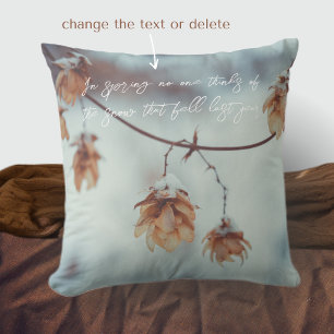 Dried Hops Garland in the Snowy Background Throw Pillow
