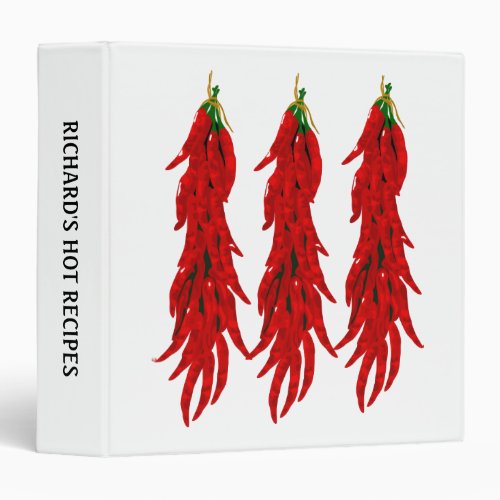 Dried Hot Chili Pepper Ristras 3 Ring Binder