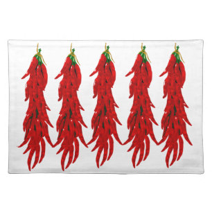 Dried Hot Chili Pepper Ristras Cloth Placemat