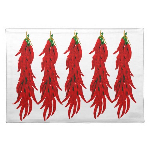 Dried Hot Chili Pepper Ristras  Cloth Placemat