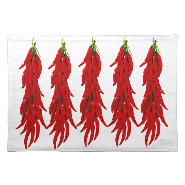 Dried Hot Chili Pepper Ristras  Cloth Placemat (Front)