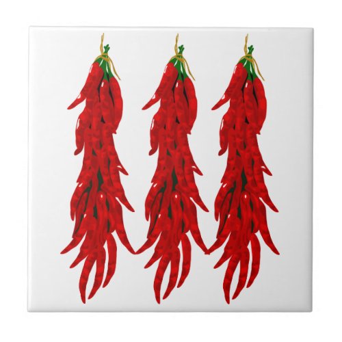 Dried Hot Chili Peppers Kitchen Ceramic Tile