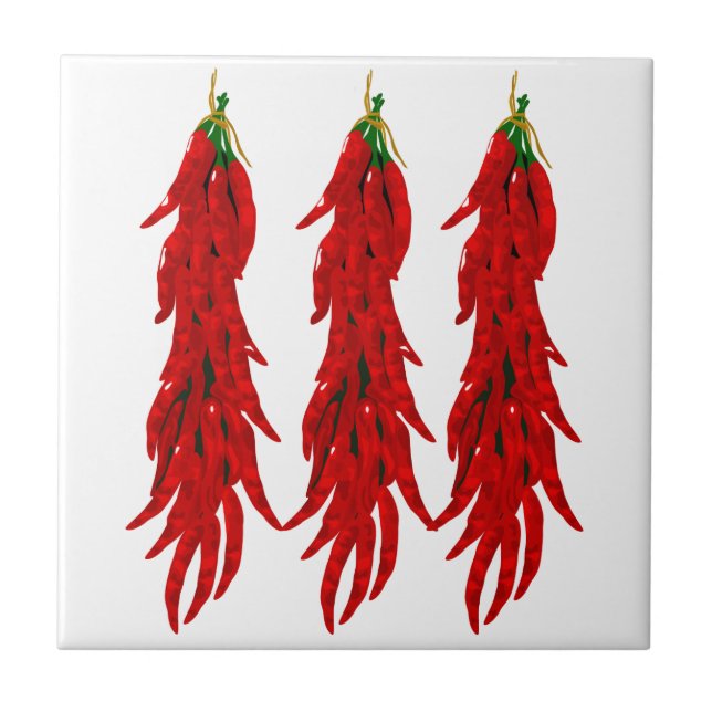 Dried Hot Chili Peppers Kitchen Ceramic Tile (Front)