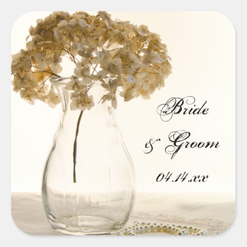 Dried Hydrangea and Pearls Wedding Envelope Seals