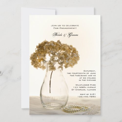 Dried Hydrangeas Engagement Party Custom Invite