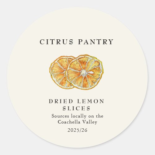 Dried Lemon slices Watercolor  Classic Round Sticker