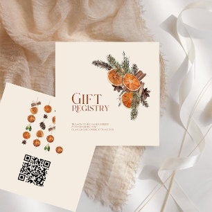 Dried Orange Cinnamon Winter QR Code Gift Registry Enclosure Card