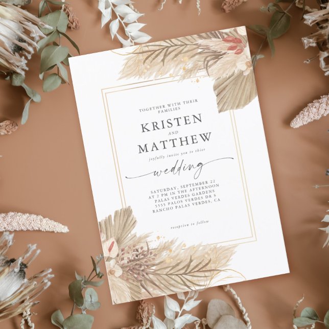 Dried Palm Boho Wedding Invitation (Creator Uploaded)