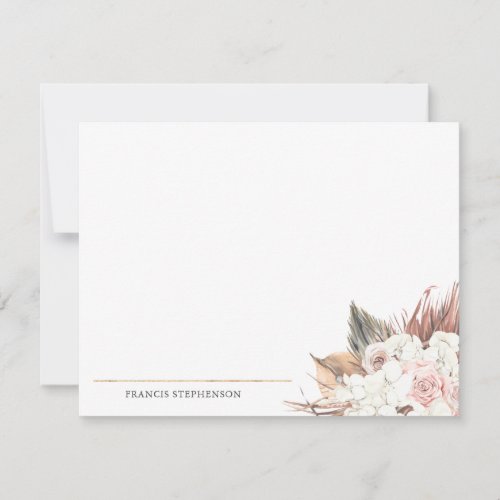 Dried Palm Foliage Full Name or Couples Names Note Card