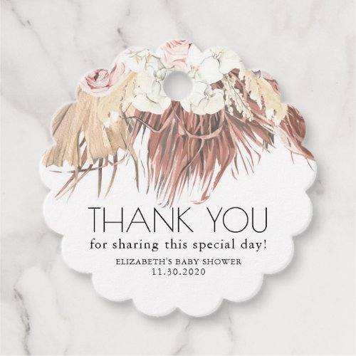 Dried Palm Foliage Tropical Baby Shower Thank You Favor Tags