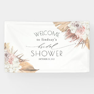Dried Palm Foliage Tropical Bridal / Baby Shower Banner