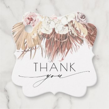 Dried Palm Foliage Tropical Wedding Thank You Favor Tags by lovelywow at Zazzle