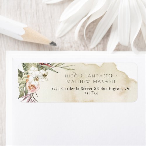 Dried Palm Leaves Cream Watercolor Return Address Label