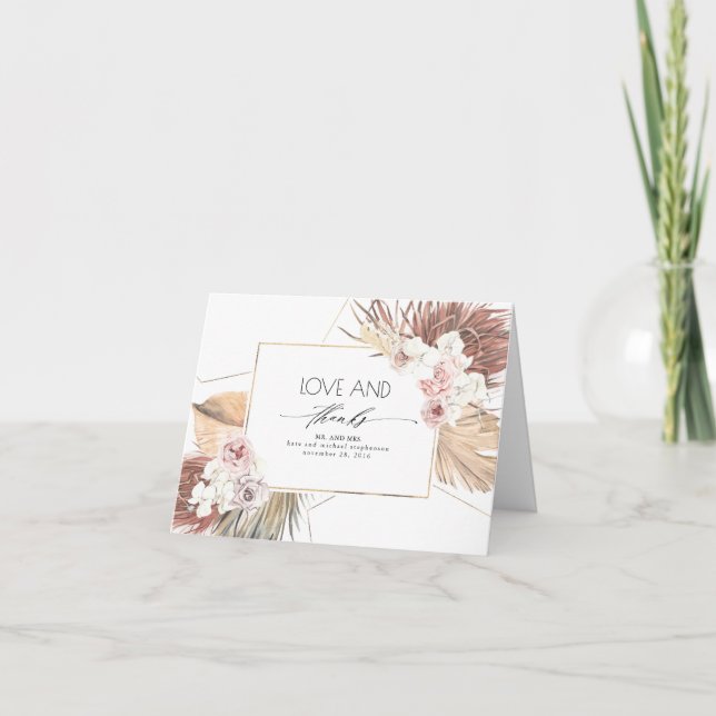 Dried Palm Leaves Floral Tropical Thank You Card (Front)