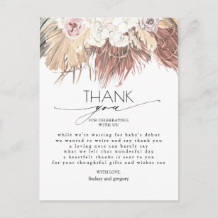 Dried Palm Leaves Foliage Baby Shower Thank You Postcard