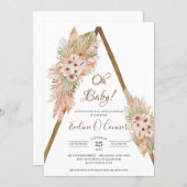 Dried Palm Leaves Pampas Dusty Pink Orchid Oh Baby Invitation (Front/Back)