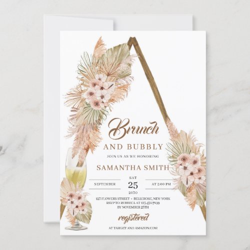 Dried Palm Leaves Pampas Grass Brunch and Bubbly Invitation