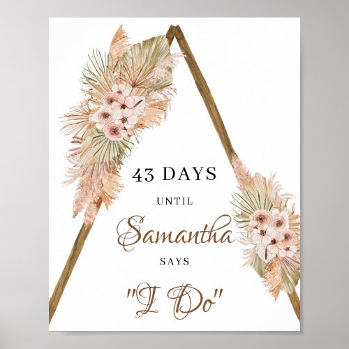 Dried Palm Leaves Pampas Grass Countdown Poster