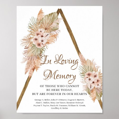 Dried Palm Leaves Pampas Grass In Loving Memory Poster