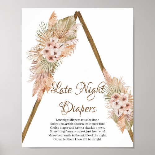 Dried Palm Leaves Pampas Grass Late Night Diapers  Poster