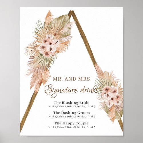 Dried Palm Leaves Pampas Grass Signature Drinks Poster
