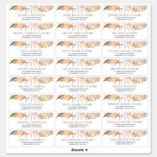Dried Palm Leaves Small Guest Names Address Labels