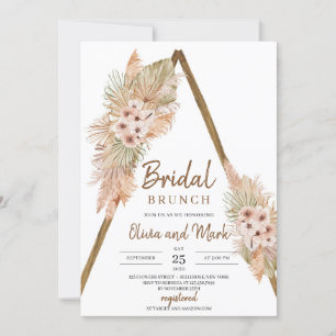 Dried Palm Leaves Wooden Arch Pampas Grass Bridal Invitation