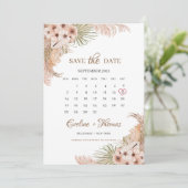 Dried Palm Pampas Grass Blush Orchid Calendar  Save The Date (Standing Front)