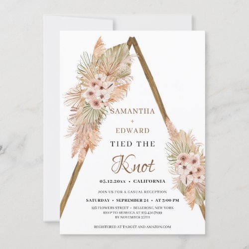 Dried Palm Pampas Grass Dusty Orchid Elopement Invitation