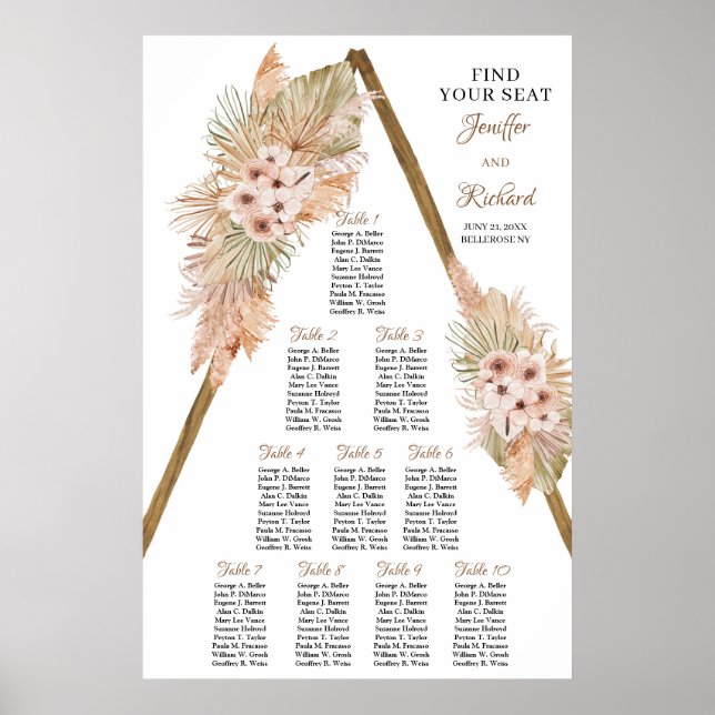 Dried Palm Pampas Grass Dusty Rose Wooden Arch Poster (Front)