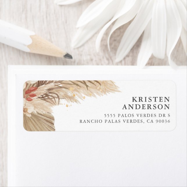 Dried Palm Pampas Grass Label (Insitu)