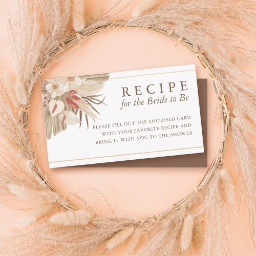 Dried Palm Pampas Grass Recipe for the Bride Enclosure Card