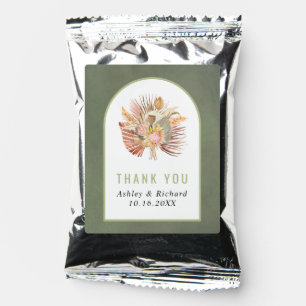 Dried palm, pampas grass sage green Thank wedding Coffee Drink Mix