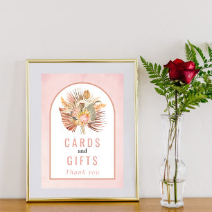 Dried palm, pampas grass soft pink wedding poster
