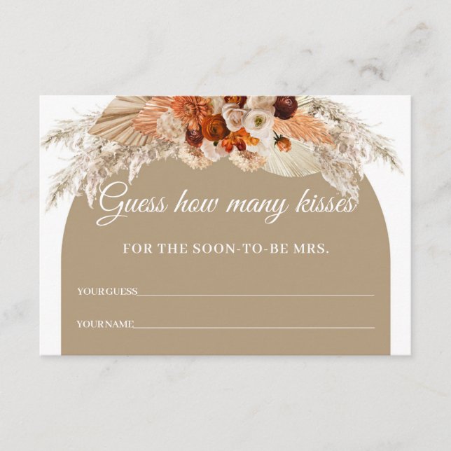 Dried Palm Pampas Grass terracotta How Many Kisses Enclosure Card (Front)