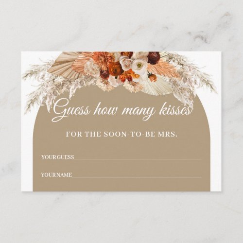 Dried Palm Pampas Grass terracotta How Many Kisses Enclosure Card