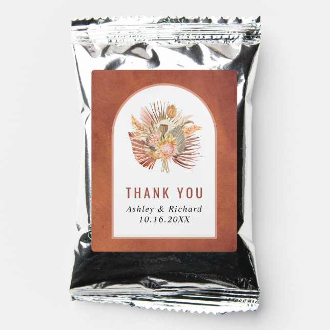 Dried palm, pampas grass terracotta Thank wedding Coffee Drink Mix (Front)