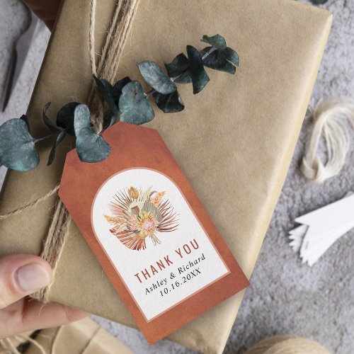 Dried palm pampas grass terracotta Thank wedding Gift Tags