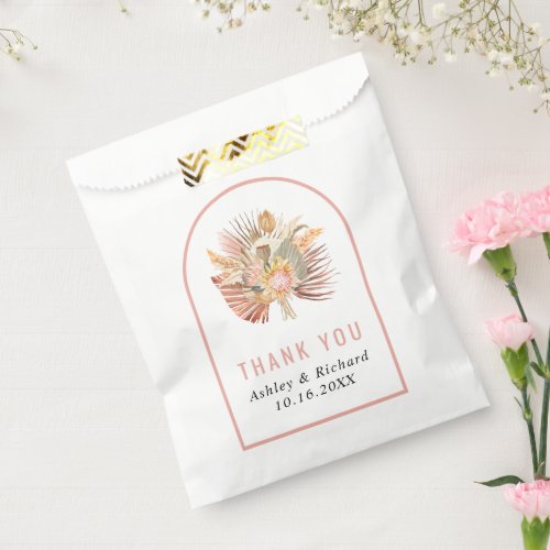 Dried palm pampas grass Thank You pink wedding Favor Bag