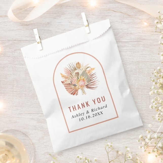 Dried palm, pampas grass Thank You wedding Favor Bag (Clipped)