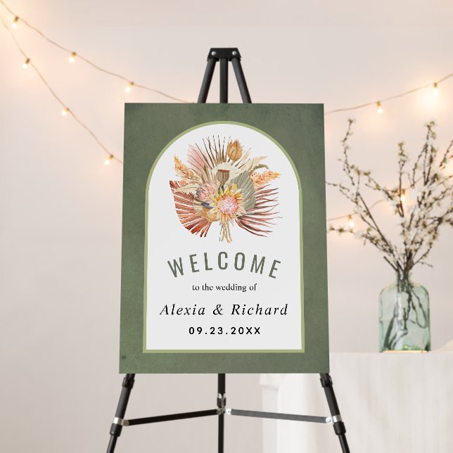 Dried palms and pampas grass green wedding   foam board (In Situ (Stand))