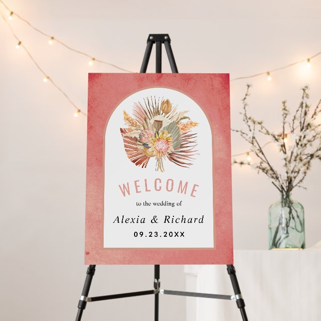 Dried palms and pampas grass pink wedding    foam board (In Situ (Stand))