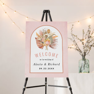 Dried palms and pampas grass soft pink wedding foam board