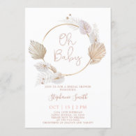 Dried palms Anthurium Baby Shower girl Invitation