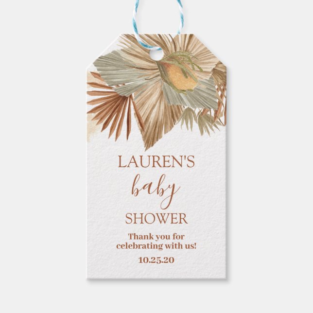 Dried palms baby shower gift tags (Front)