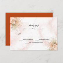 Dried Palms Blush and Rust Wedding RSVP Card