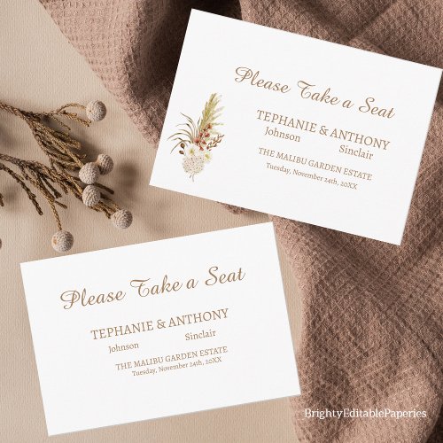 Dried Pampas Grass Please Take A seat Card